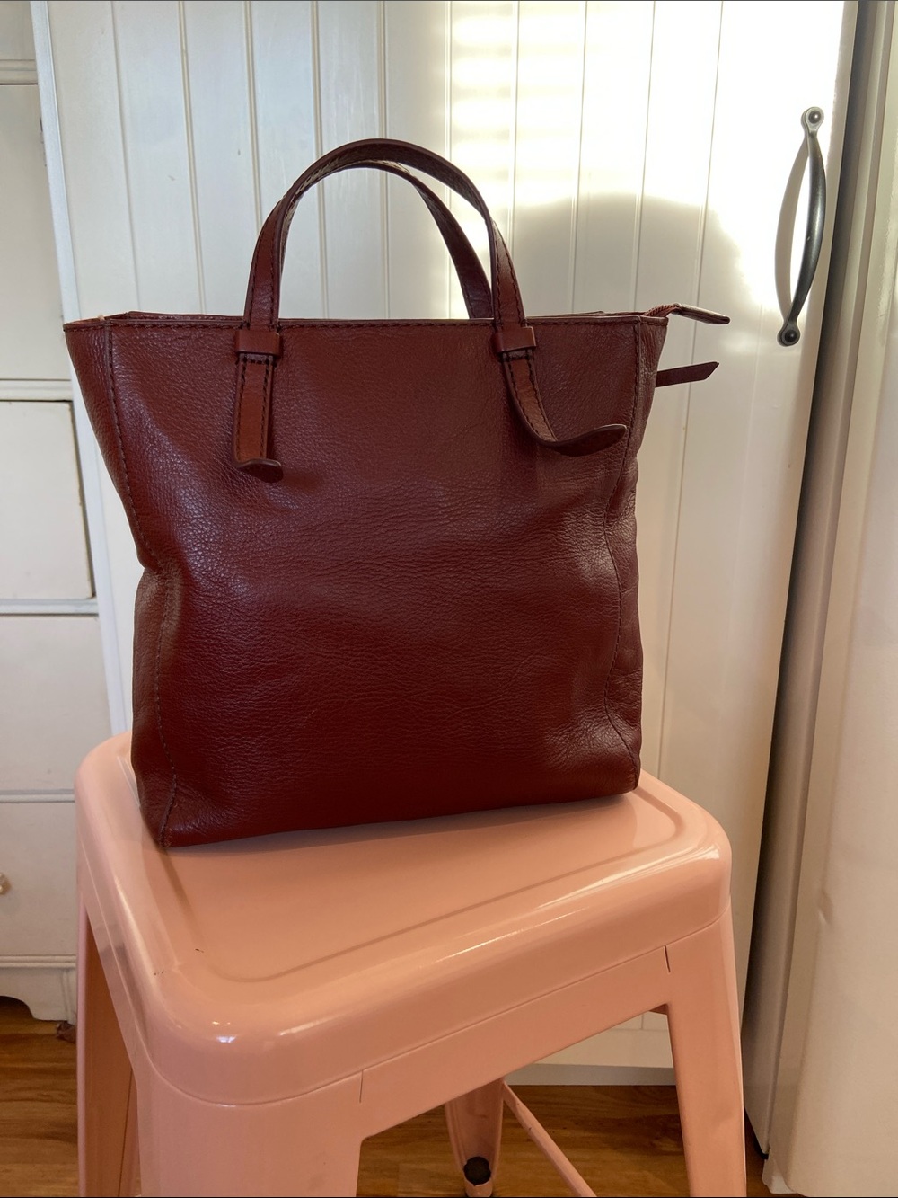 FOSSIL mahogany leather Camilla small tote